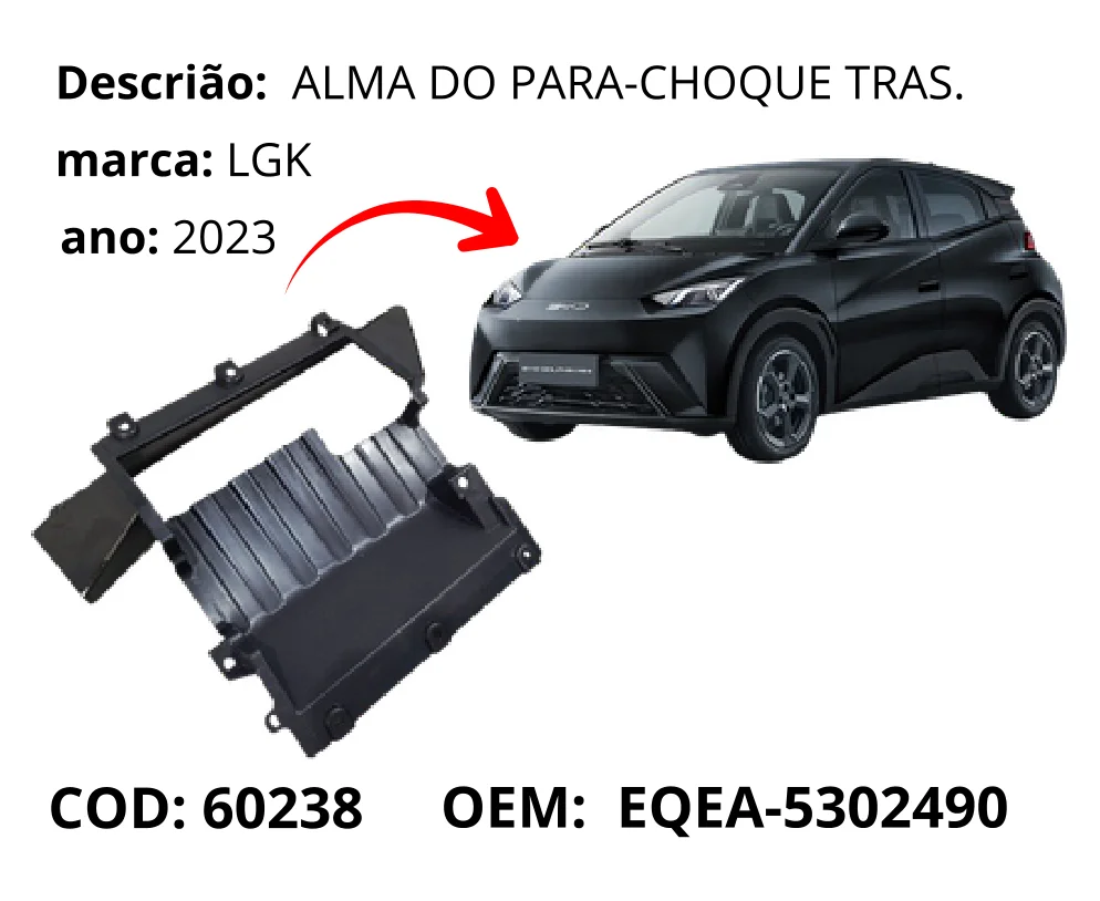 Alma do Para-choque Traseiro original para BYD Dolphin Mini, AutoVoltz