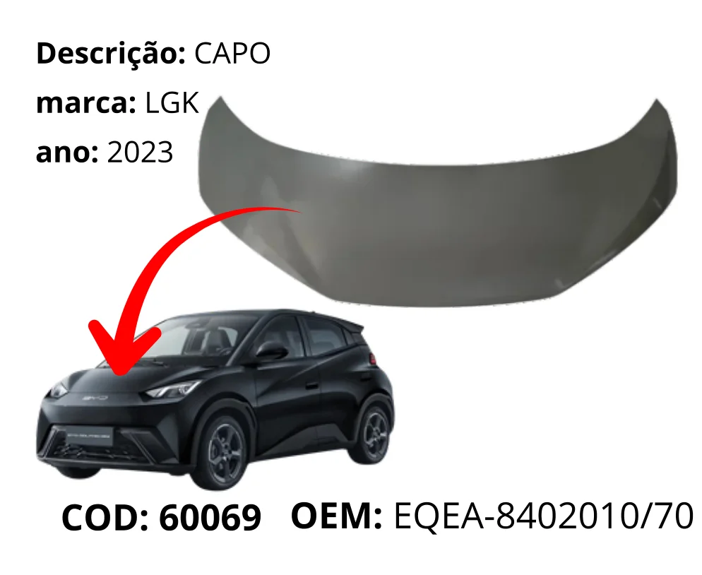 Capô original para BYD Dolphin Mini, AutoVoltz