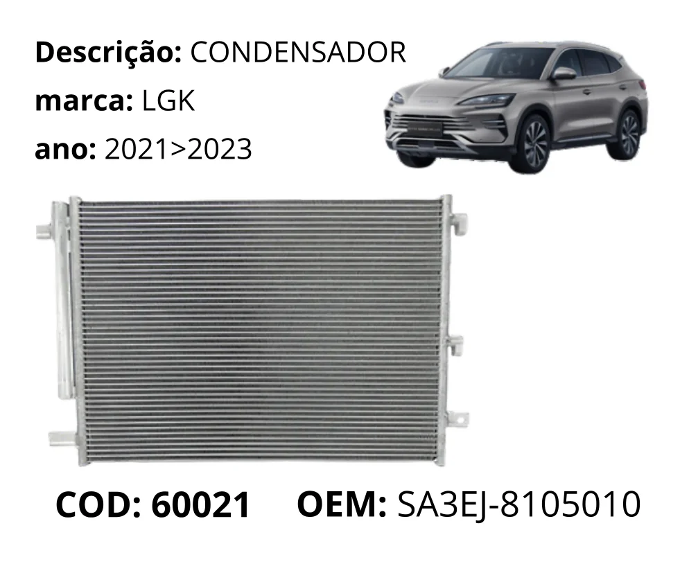 Condensador original para BYD Song Plus Premium, AutoVoltz