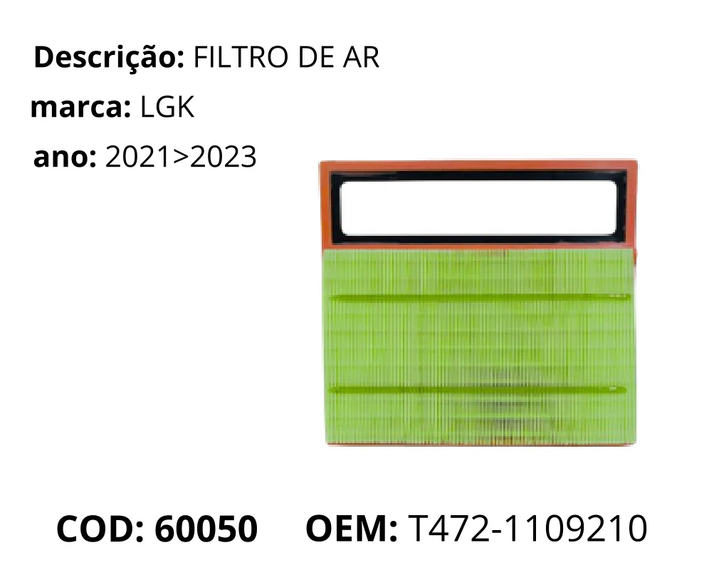 Filtro de Ar 75 9957 6767 original para BYD King, AutoVoltz