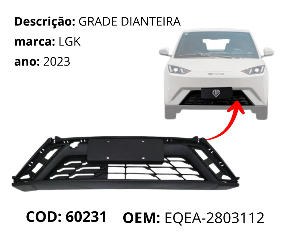 Grade Dianteira original para BYD Dolphin Mini, AutoVoltz