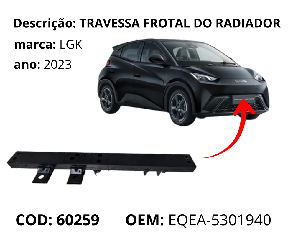 Painel Frontal Superior do Travessa Frotal do Radiador original para BYD Dolphin Mini, AutoVoltz
