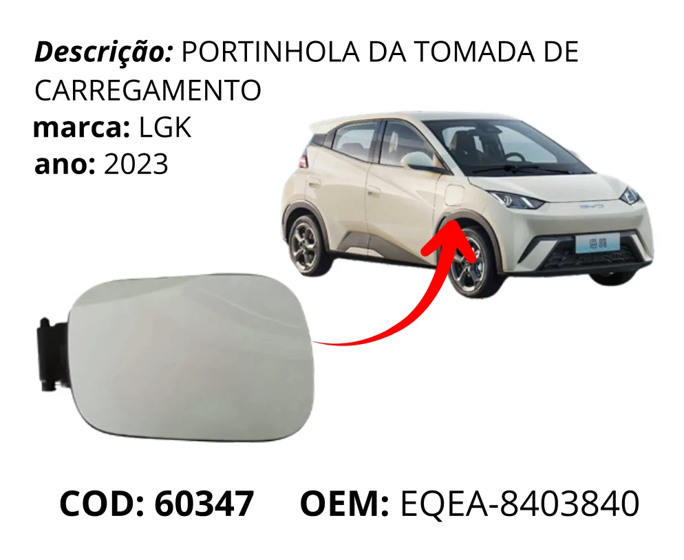 Portinhola da Tomada de Carregamento original para BYD Dolphin Mini, AutoVoltz