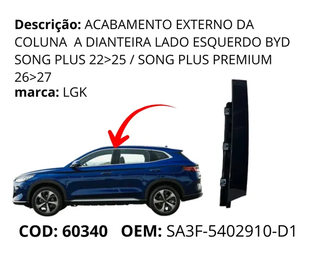 Acabamento Externo original para BYD Song Plus DM-i, AutoVoltz