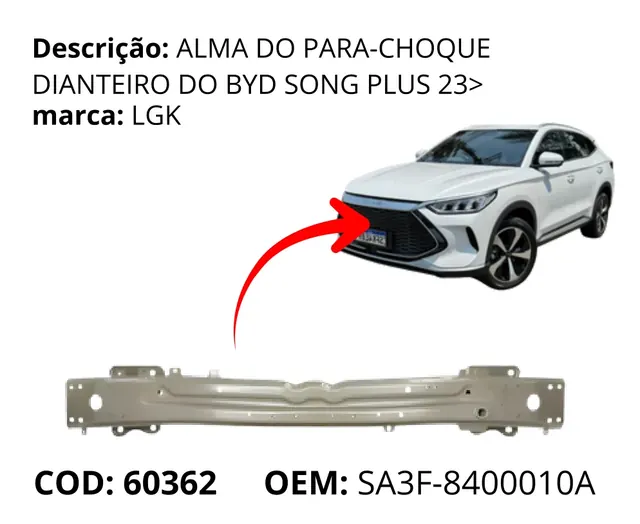 Alma do Para-choque Dianteiro original para BYD Song Plus DM-i, AutoVoltz