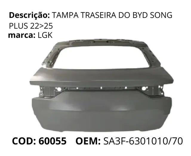 Tampa Traseira original para BYD Song Plus DM-i, AutoVoltz