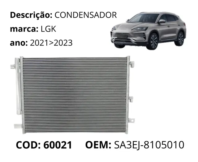 Condensador original para BYD Song Plus Premium, AutoVoltz