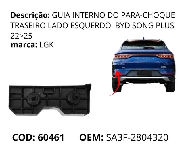Guia do Para-choque original para BYD Song Plus DM-i, AutoVoltz