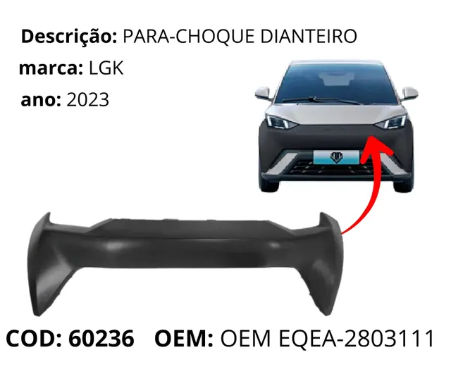 Para-choque Dianteiro original para BYD Dolphin Mini, AutoVoltz