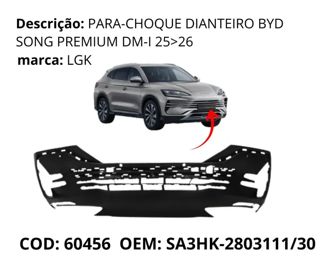 Para-choque Dianteiro original para BYD Song Plus Premium, AutoVoltz