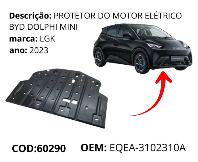 Protetor do Motor Eletrico original para BYD Dolphin Mini, AutoVoltz